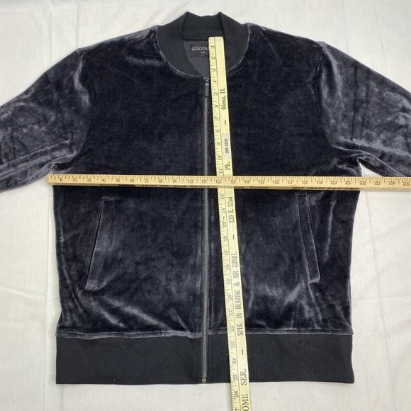NWT Goodlife Charcoal Black Velour Full Zip Sweat Track Jacket Large Loungewear - Picture 4 of 12